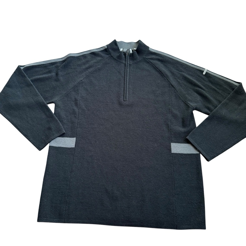 Obermeyer Sweater Quarter Zip Men's Size XL VTG Wool Blend Pullover Y2K Black